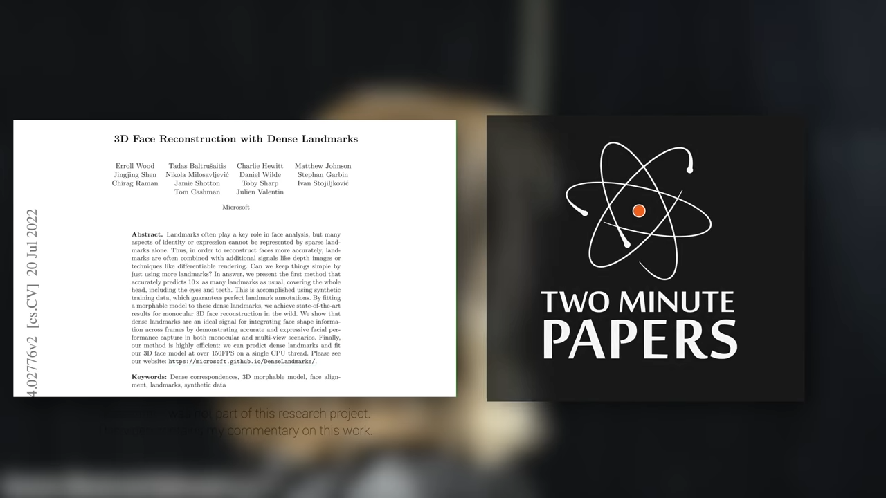 Two Minute Papers Dense Landmarks